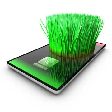 A smartphone application is growing grass Stock Illustration