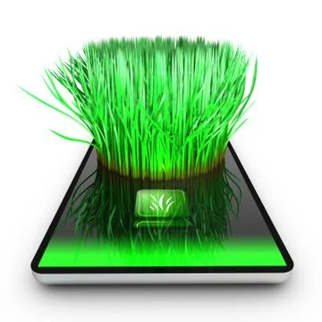 A smartphone application is growing grass Stock Illustration