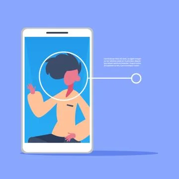 Smartphone application man face identification authorization isometric copy Stock Illustration
