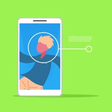 Smartphone application man face identification authorization isometric copy Stock Illustration