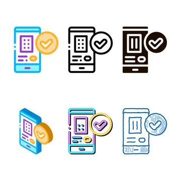 Smartphone application mix vector thin line sign icon Stock Illustration
