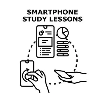 Smartphone application for online education lessons and study Stock Illustration