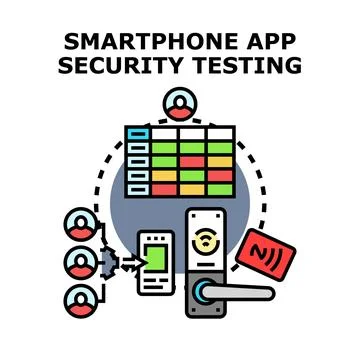Smartphone application security testing and cyber protection Stock Illustration