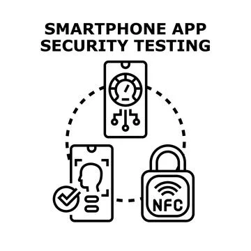 Smartphone application security testing and data protection concept Stockillustratie