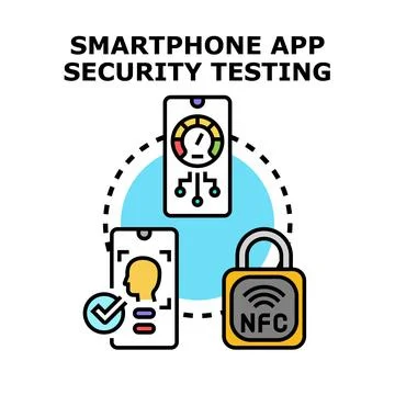 Smartphone application security testing and data protection concept Stock Illustration