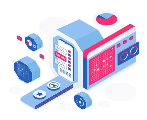 Smartphone application technical development system Illustration