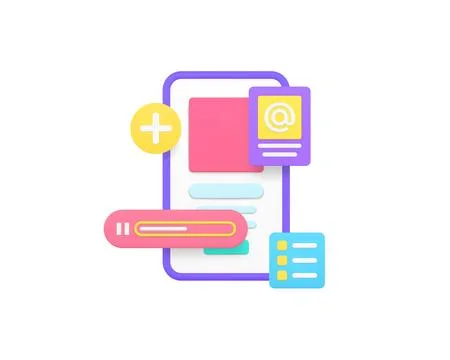 Smartphone application workflow screen interface 3d icon realistic vector i.. Stock Illustration