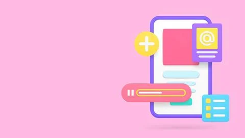 Smartphone application workflow screen interface banner copy space vector i.. Illustrazione stock