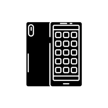 Smartphone applications black icon, vector sign on isolated background Stock Illustration