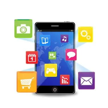Smartphone with Applications Stock Illustration