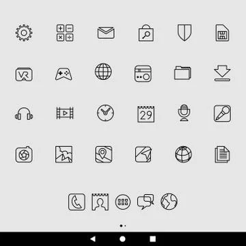 Smartphone Apps and Line Icons Stock Illustration
