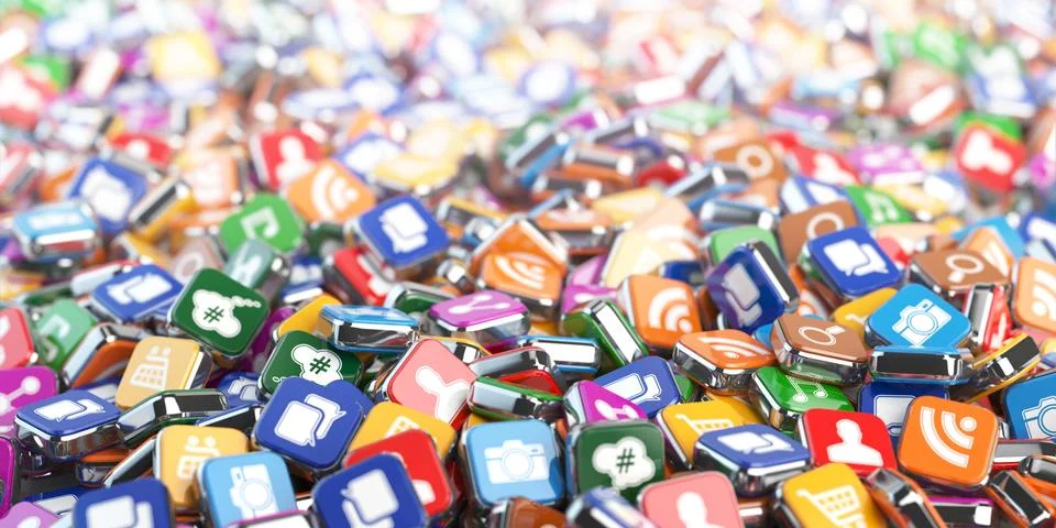 Smartphone apps. Application internet software icons background. Stock Illustration