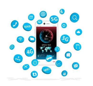 Smartphone with apps icon floating Stock Illustration