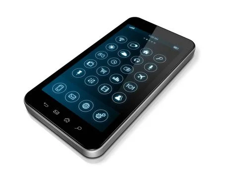 Smartphone with apps icons interface 3D Smartphone with apps icons interfa... Foto stock