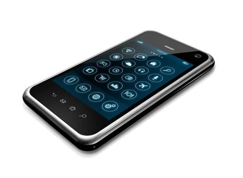Smartphone with apps icons interface 3D Smartphone with apps icons interfa... Foto stock