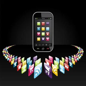 Smartphone apps icons presentation Stock Illustration