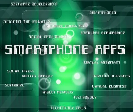 Smartphone Apps Indicates Computer Computing And Text Illustrazione stock