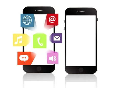 Smartphone apps touchscreen smartphone with application software icons Stock Illustration
