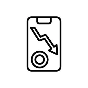 Smartphone arrow down coin icon. Simple line, outline vector elements of Stock Illustration