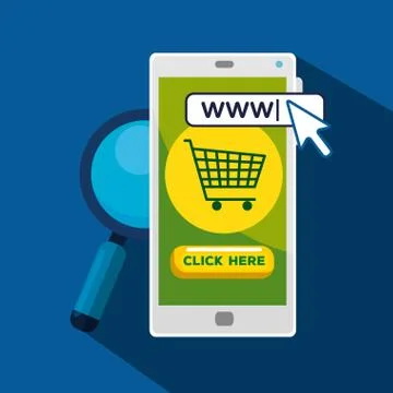 Smartphone with arrow pointer cursor and search bar Stock Illustration