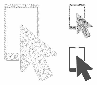 Smartphone Arrow Pointer Vector Mesh Wire Frame Model and Triangle Mosaic Icon Ilustración de archivo