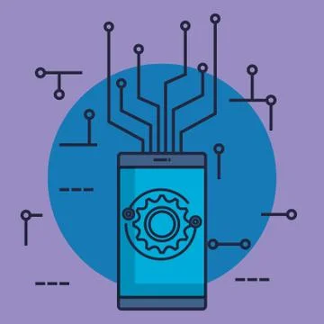 Smartphone with artificial intelligence icons Stock Illustration