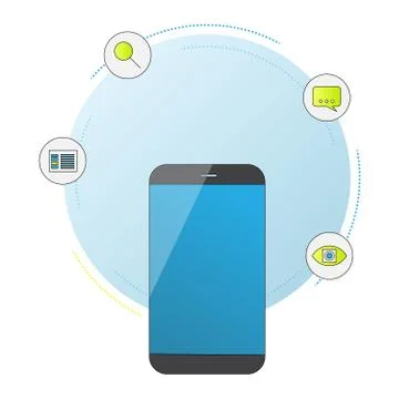 Smartphone with artificial intelligence services. Blue glass Stock-Illustration