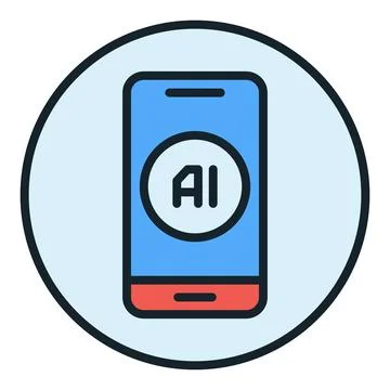Smartphone with Artificial Intelligence vector Artificial Intelligence roun.. 스톡 일러스트