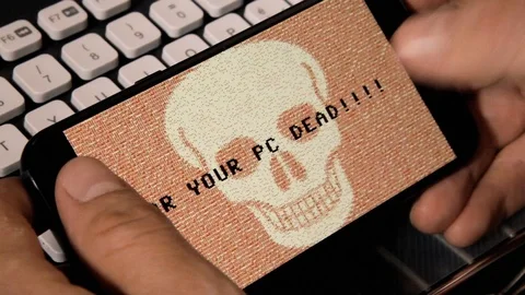 Smartphone ASCII skull matrix virus det Stock Footage 88733832