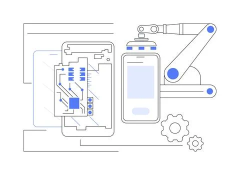 Smartphone assembling abstract concept vector illustration. Illustrazione stock