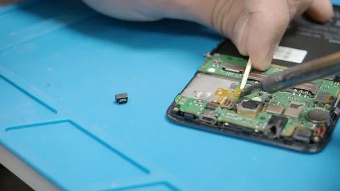 Smartphone assembling in repair shop Stock Footage 113675520