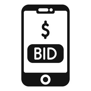 Smartphone auction bid icon simple vector. Bidder process Stock Illustration