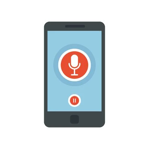 Smartphone audio recording icon flat isolated vector Stock Illustration