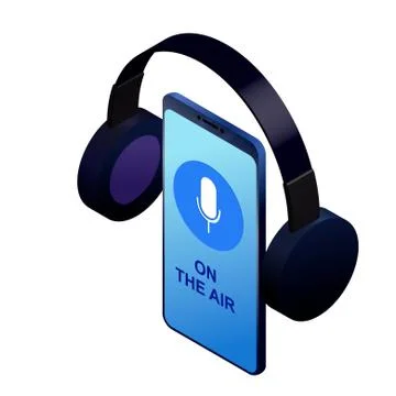 Smartphone for audio recording podcast concept Stock Illustration