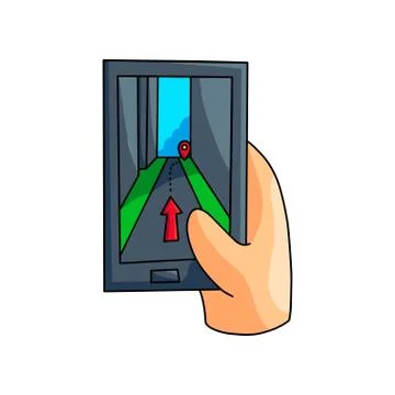 Smartphone augmented reality navigation city route arrow Illustrazione stock