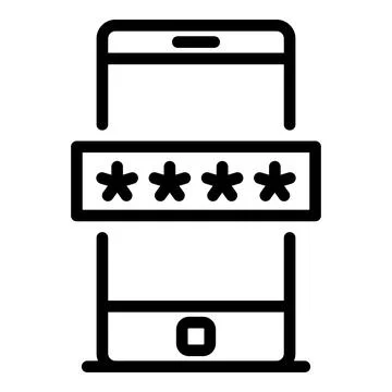Smartphone authentication icon, outline style Stock Illustration