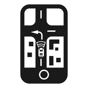 Smartphone autopilot car tracking icon, simple style Stock Illustration