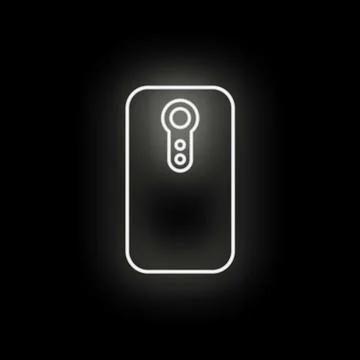 Smartphone back camera glowing neon outline icon イラスト素材