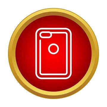 Smartphone back outline in red circle icon Stock Illustration