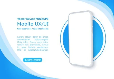 Smartphone on a background of blue abstract elements. Stock Illustration