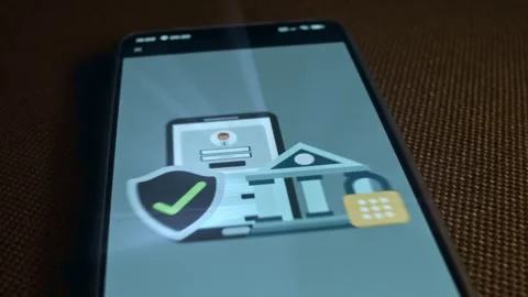 Smartphone bank security, digital wallet protection, presentation Stock Footage 309558029