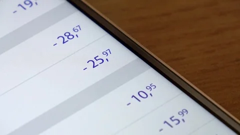 Smartphone Banking App, Scrolling And Checking Bank Statement Stock Footage 105903078