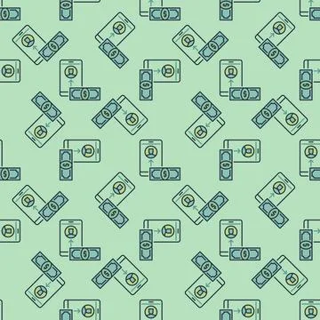 Smartphone with Banknote vector Online Corruption colored seamless pattern 스톡 일러스트