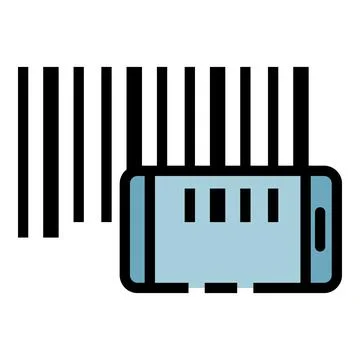 Smartphone barcode reading icon color outline vector Stockillustratie