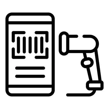 Smartphone barcode scanner icon, outline style Illustrazione stock