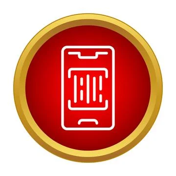 Smartphone with barcode scanning interface in red circle Stock Illustration