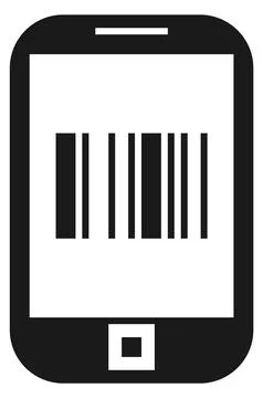 Smartphone with barcode on screen. Data scanner app icon Stock Illustration
