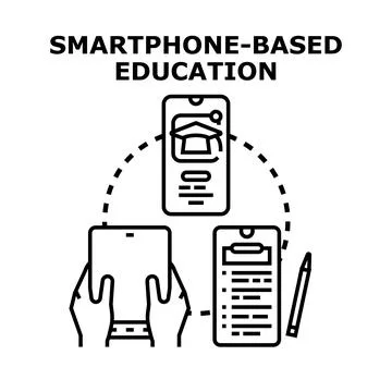 Smartphone based education learning online studying concept Stock Illustration