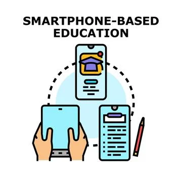 Smartphone based education learning online studying concept 스톡 일러스트
