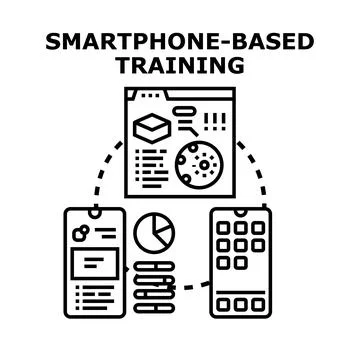 Smartphone based training concept using online learning platform Stock Illustration